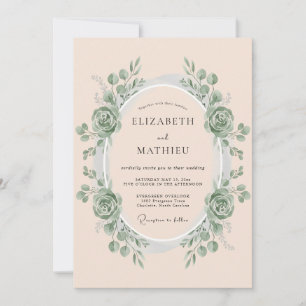 Invitación Boda Corona Blush Seafoam