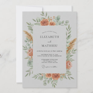 Invitación Boda Corona Botánica de Coral