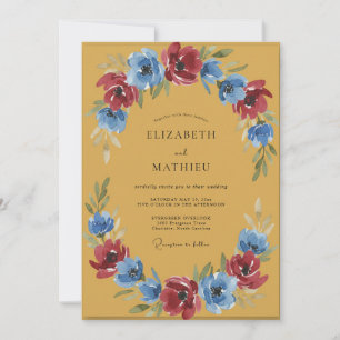 Invitación Boda Corona Carmesí Dorada