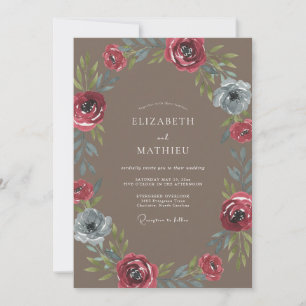 Invitación Boda Corona Carmesí Taupe