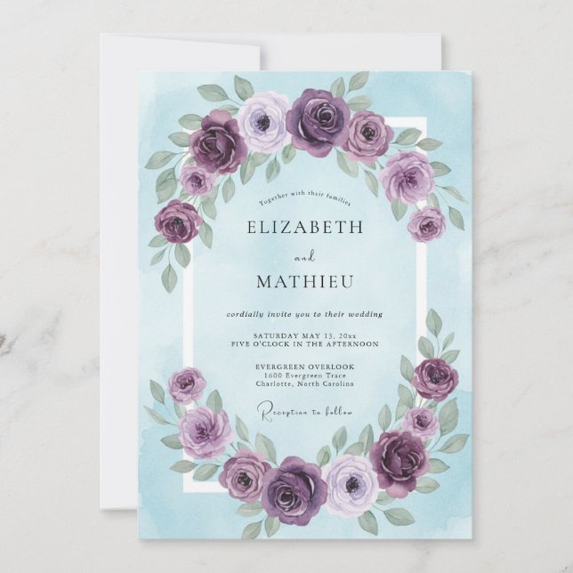 Invitación Boda Corona Celeste de Amatista (Anverso)