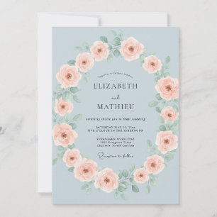 Invitación Boda Corona Celeste Rubor