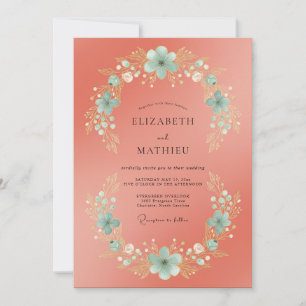 Invitación Boda Corona Cián Salmón