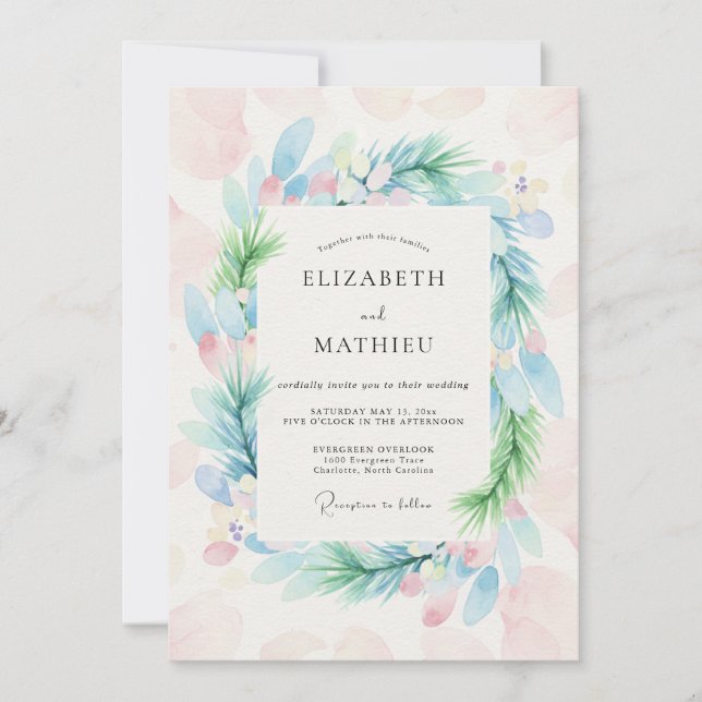 Invitación Boda Corona Cielo Rubor (Anverso)