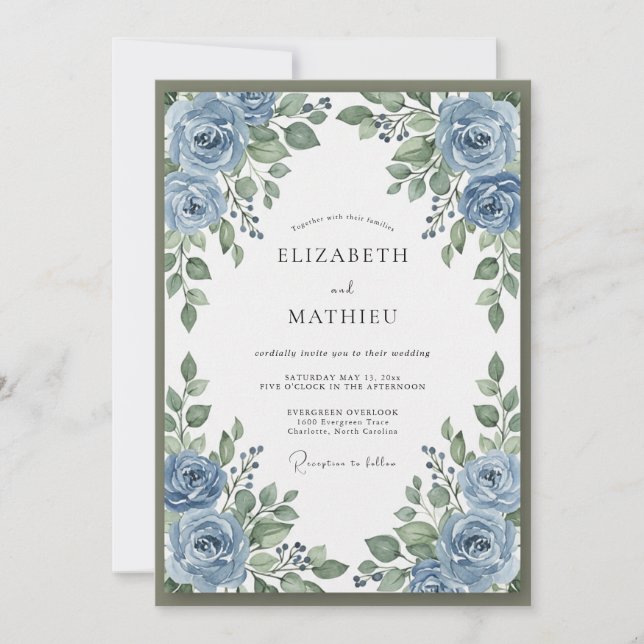 Invitación Boda Corona de Acero Boho Periwinkle (Anverso)