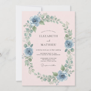 Invitación Boda Corona de Acero con Toque Rosado