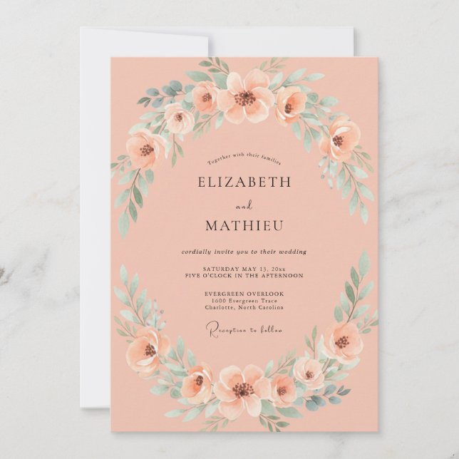 Invitación Boda Corona de Agua Albaricoque (Anverso)