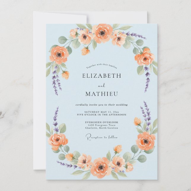 Invitación Boda Corona de Albaricoque (Anverso)