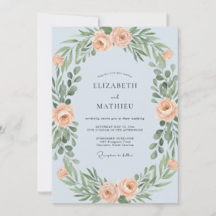 Invitación Boda Corona de Albaricoque Celeste