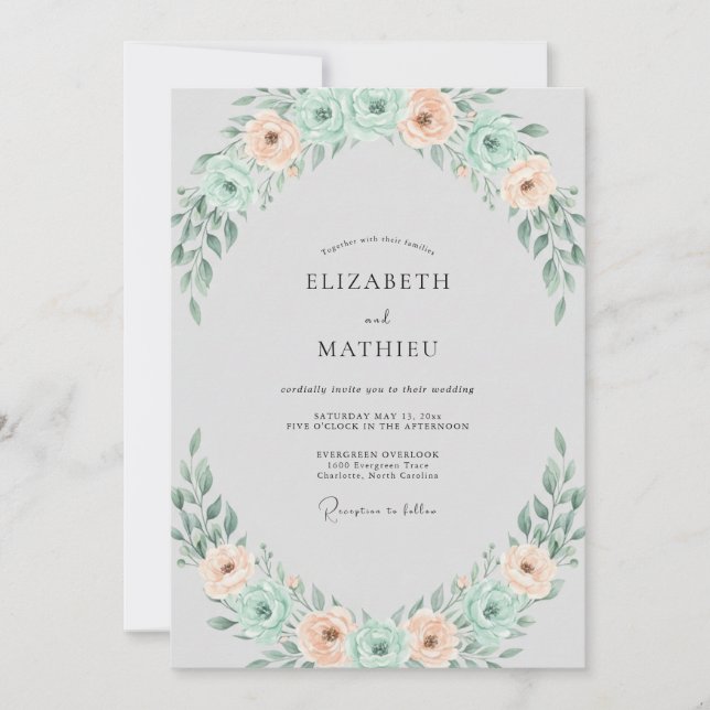Invitación Boda Corona de Albaricoque Espuma de Mar (Anverso)