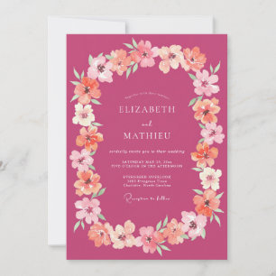 Invitación Boda Corona de Albaricoque Magenta