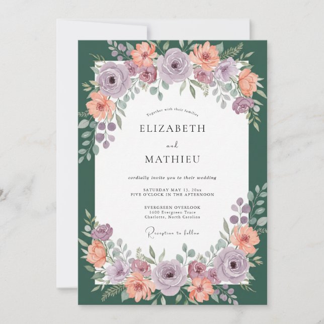 Invitación Boda Corona de Albaricoque Malva (Anverso)