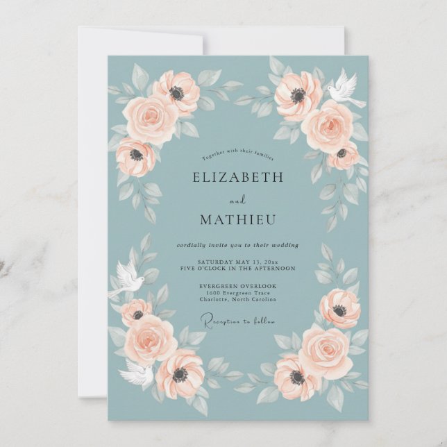 Invitación Boda Corona de Albaricoque Pizarra (Anverso)