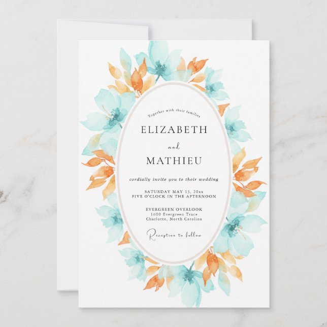 Invitación Boda Corona de Albaricoque Verde (Anverso)