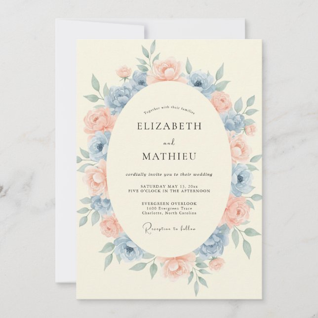 Invitación Boda Corona de Albaricoque y Aciano (Anverso)