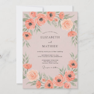 Invitación Boda Corona de Amapola Albaricoque