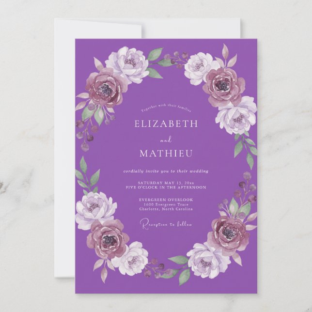Invitación Boda Corona de Amatista (Anverso)