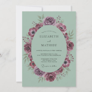Invitación Boda Corona de Anémona Ciruela