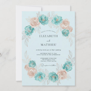 Invitación Boda Corona de Aqua Champagne