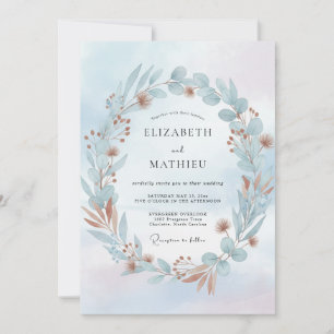 Invitación Boda Corona de Aqua Cobre