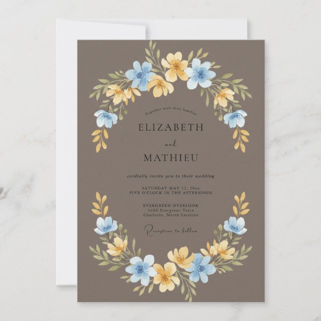 Invitación Boda Corona de Azur Mocha (Anverso)
