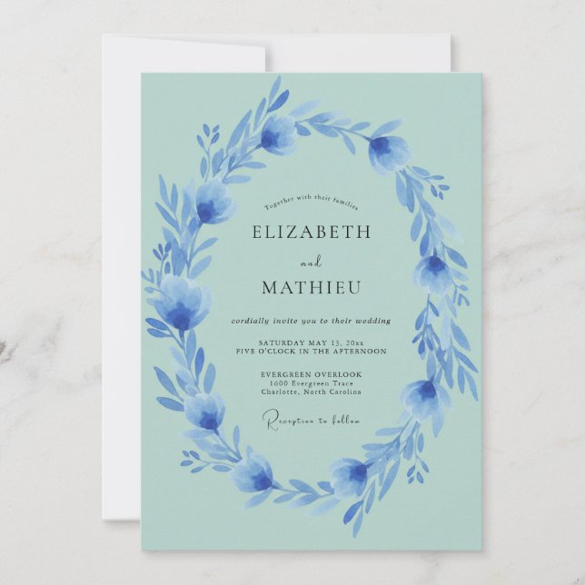 Invitación Boda Corona de Azure Centaurea (Anverso)