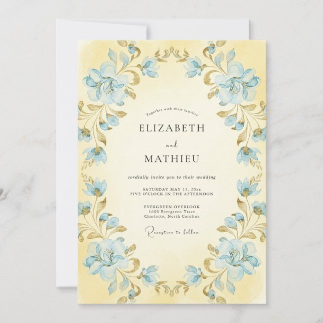 Invitación Boda Corona de Azure Mantequilla (Anverso)