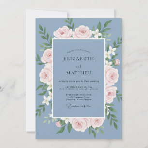Invitación Boda Corona de Blush Suave Pizarra