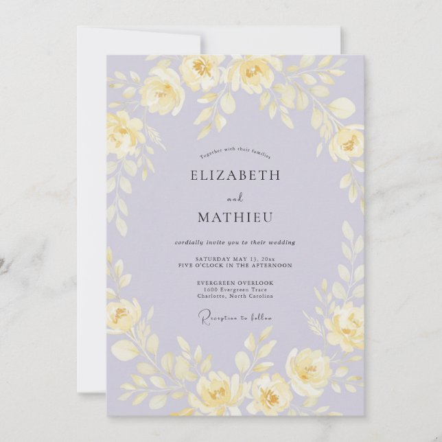 Invitación Boda Corona de Boho Mantequilla Periwinkle (Anverso)