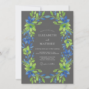 Invitación Boda Corona de Carbón Cobalto