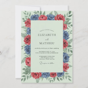Invitación Boda Corona de Carmesí Cobalto