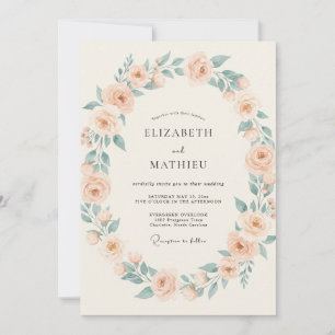 Invitación Boda Corona de Celadón Albaricoque