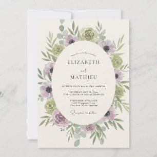 Invitación Boda Corona de Celadón Lila