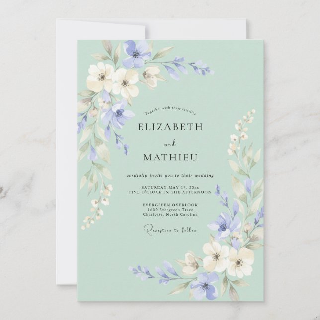 Invitación Boda Corona de Celeste Periwinkle (Anverso)