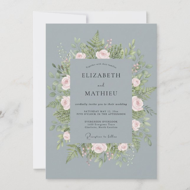 Invitación Boda Corona de Ceniza de Acero (Anverso)