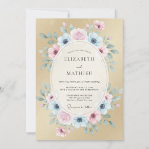 Invitación Boda Corona de Champagne Azure