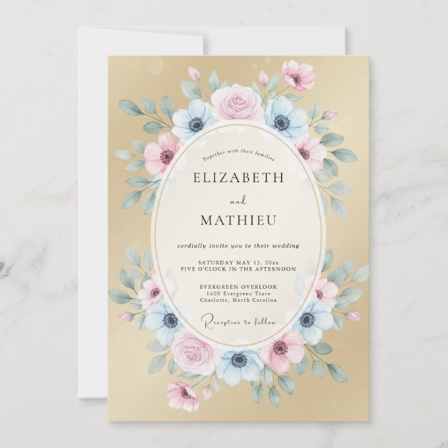 Invitación Boda Corona de Champagne Azure (Anverso)