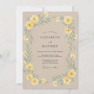 Invitación Boda Corona de Champán Amarillo