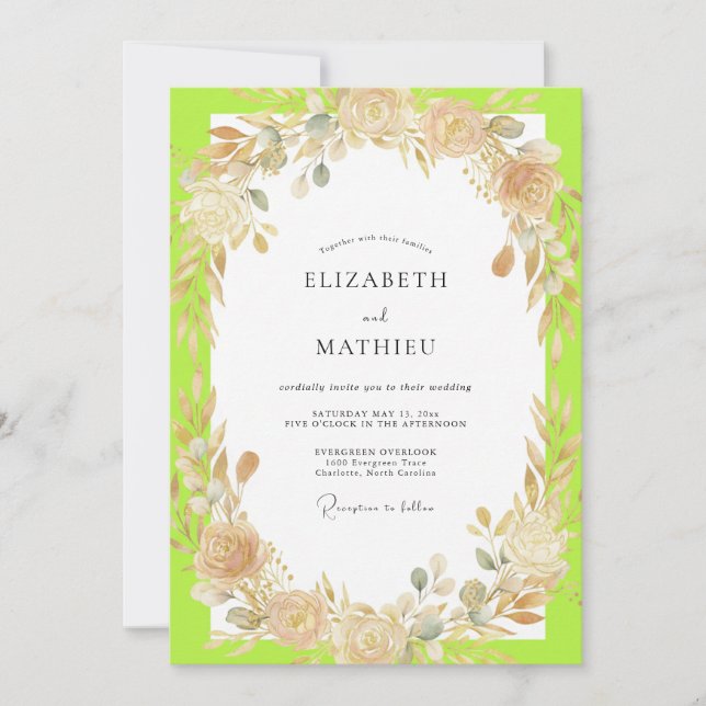 Invitación Boda Corona de Champán Lima (Anverso)
