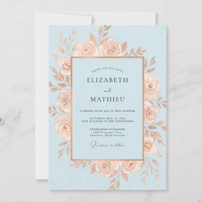 Invitación Boda Corona de Cielo de Champán (Anverso)