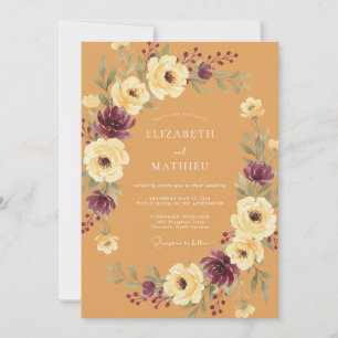 Invitación Boda Corona de Ciruela Ocra