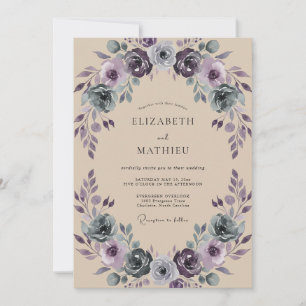 Invitación Boda Corona de Ciruela Verde