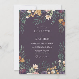 Invitación Boda Corona de Ciruelo Profundo