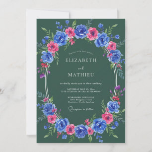 Invitación Boda Corona de Cobalto Magenta