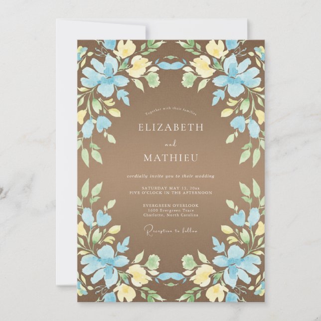 Invitación Boda Corona de Cobre Azul (Anverso)