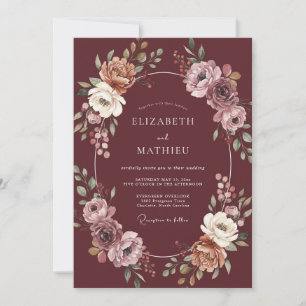 Invitación Boda Corona de Color Marrón Malhumorado