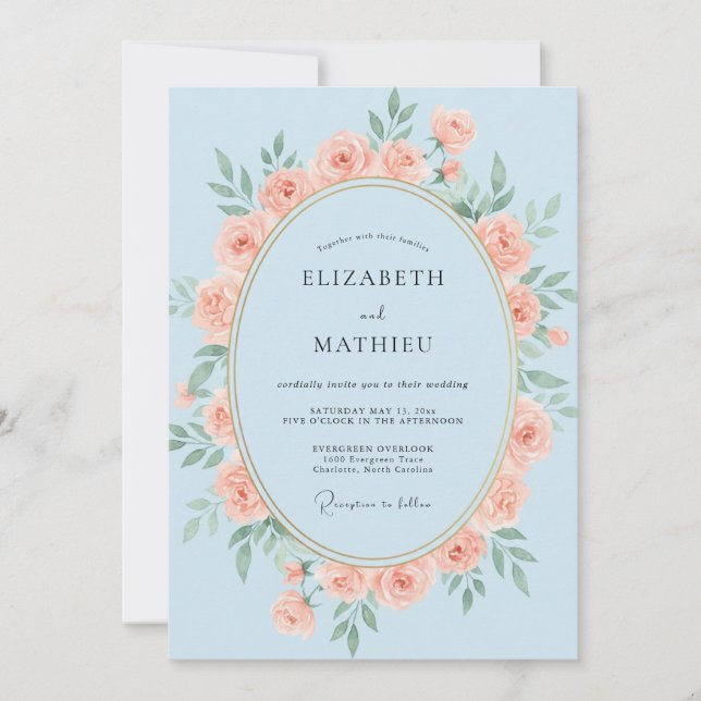Invitación Boda Corona de Coral del Cielo (Anverso)