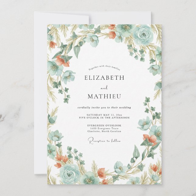 Invitación Boda Corona de Coral Espuma de Mar (Anverso)