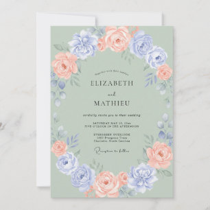 Invitación Boda Corona de Coral Rosa Caracolado
