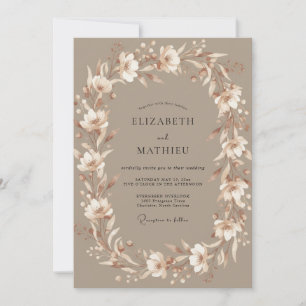 Invitación Boda Corona de Crema Beige